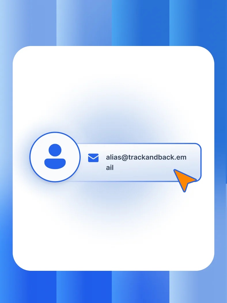 Een alias op het adres alias@trackandback.email